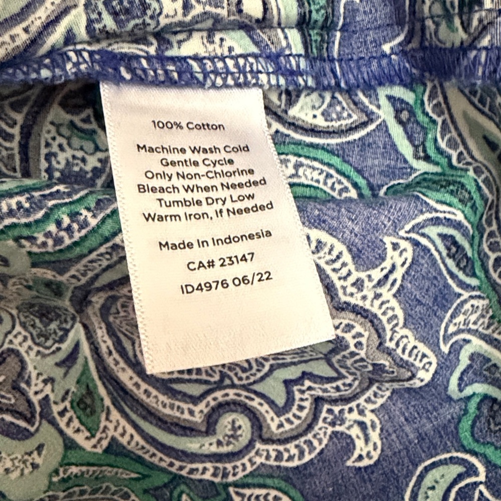 Talbots long sleeve Blouse Blue Green Purple Paisley print Blouse Size large - Picture 3 of 10